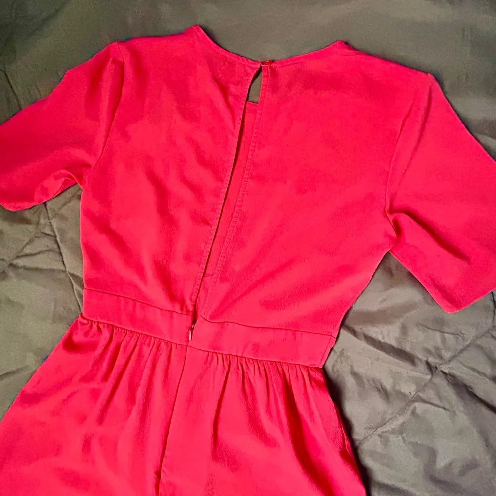 ASOS Red, Pink Floral Embroidered Wide-Leg Jumpsuit, Size 4 - Picture 5 of 9